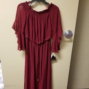 New with tags! Half dress w/sheer to floor overlay